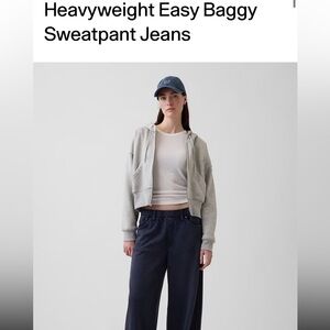 GAP Navy Wide-Leg Sweatpant Jeans